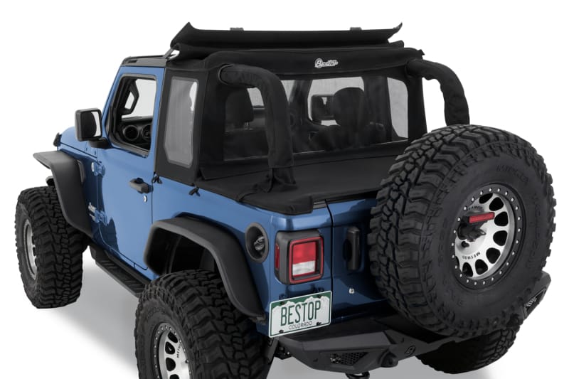 Bestop 18-23 Jeep Wrangler JL 2-Door Halftop Soft Top (Premium Black Twill) thumbnail 2
