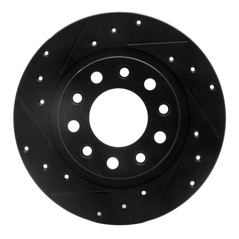 R1 13-16 Dodge Dart Rear Left Drilled & Slotted Black Brake Rotor