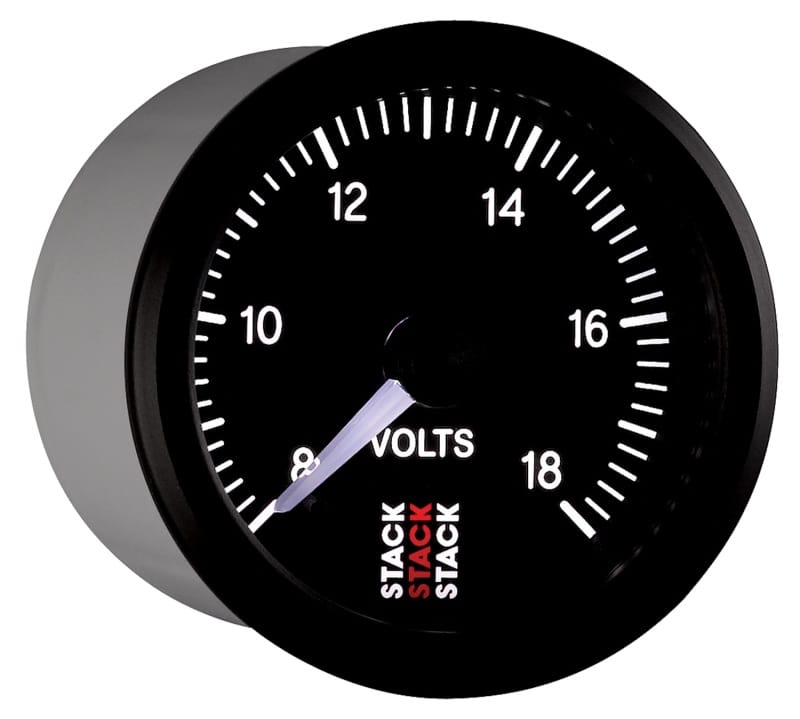 Autometer Stack 52mm 8-18V Pro Stepper Motor Battery Voltage Gauge - Black thumbnail 6