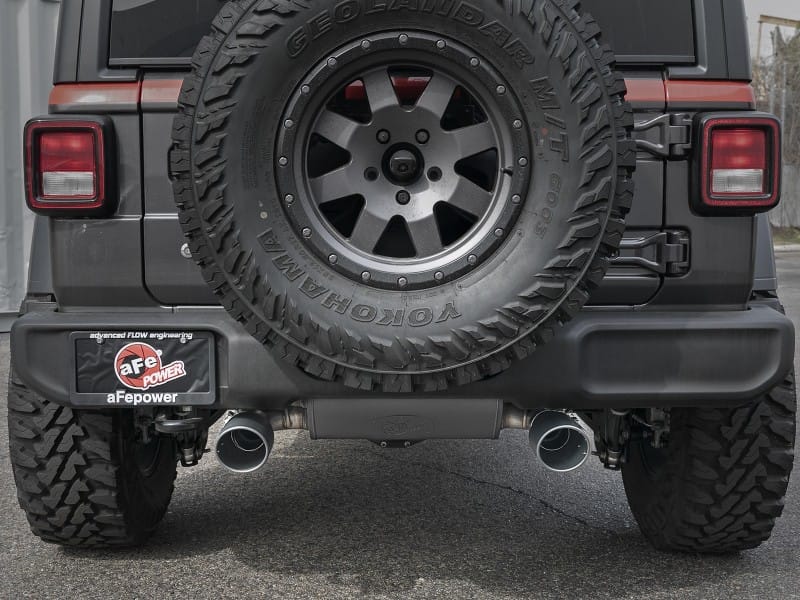 aFe Rebel Series 409 Stainless Steel Cat-Back Exhaust 18-21 Jeep Wrangler JL 2.0L (t) - Black Tip thumbnail 4