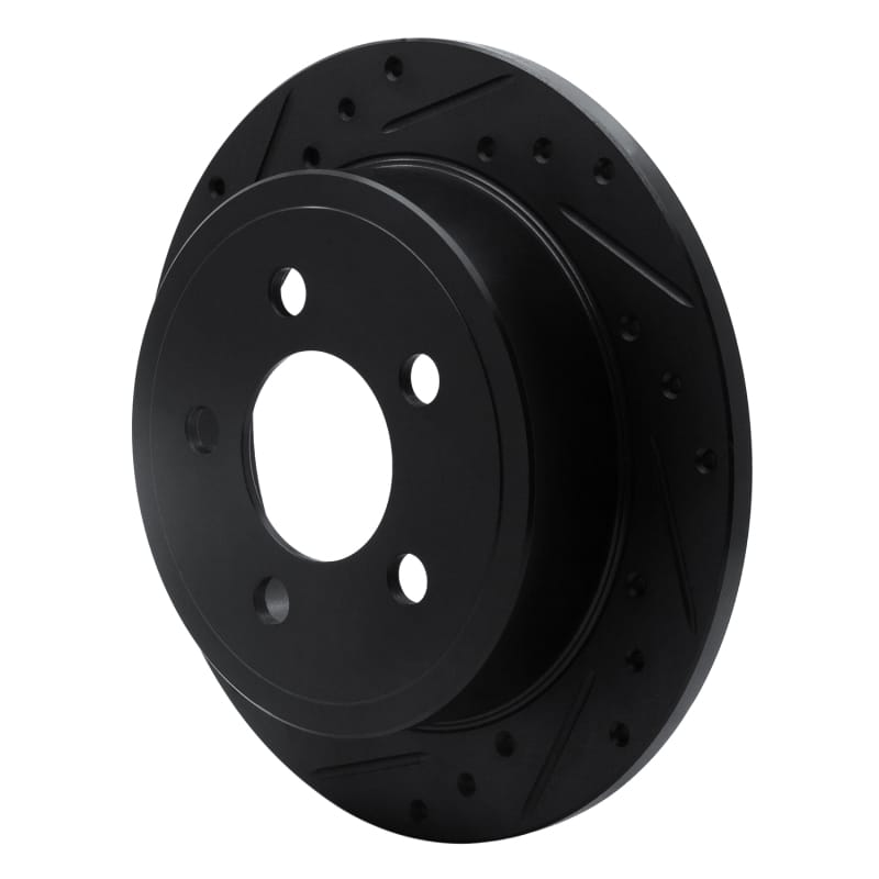 R1 03-07 Jeep Liberty Rear Left Drilled & Slotted Black Brake Rotor thumbnail 2
