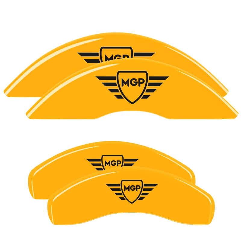 MGP 4 Caliper Covers Engraved Front & Rear MGP Yellow Finish Black Char 2004 Jeep Grand Cherokee