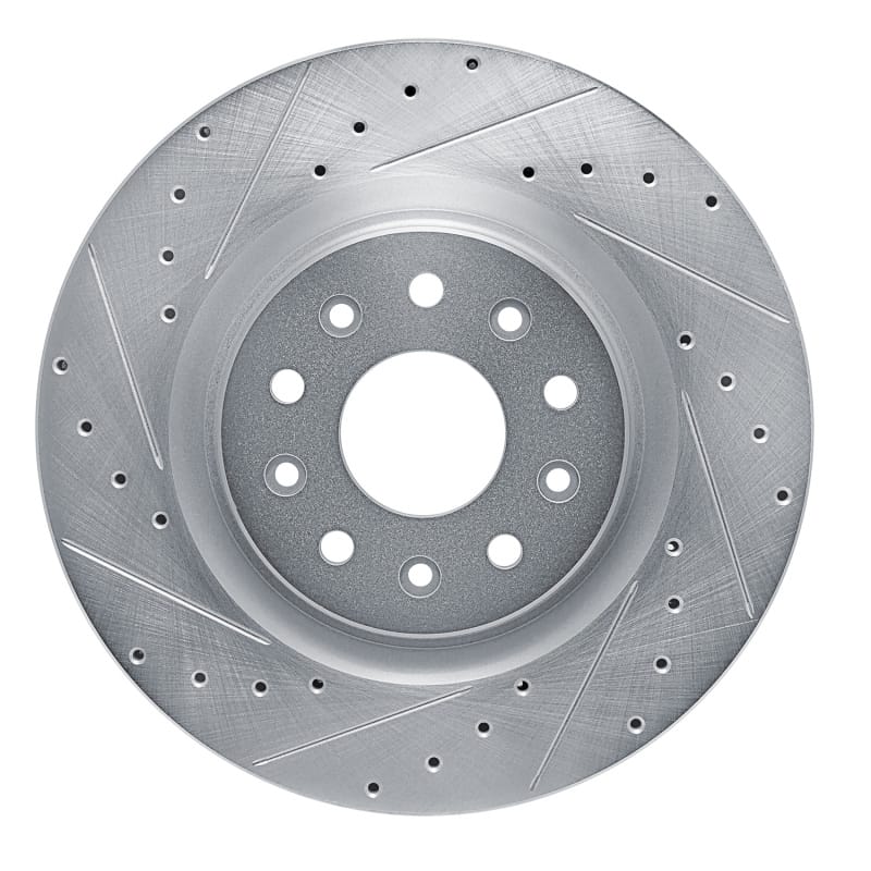 R1 20-25 Chrysler Pacifica Front Left Drilled & Slotted Silver Brake Rotor
