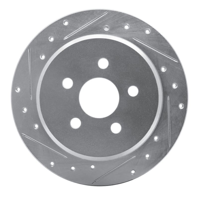R1 03-10 Chrysler PT Cruiser Rear Left Drilled & Slotted Silver Brake Rotor