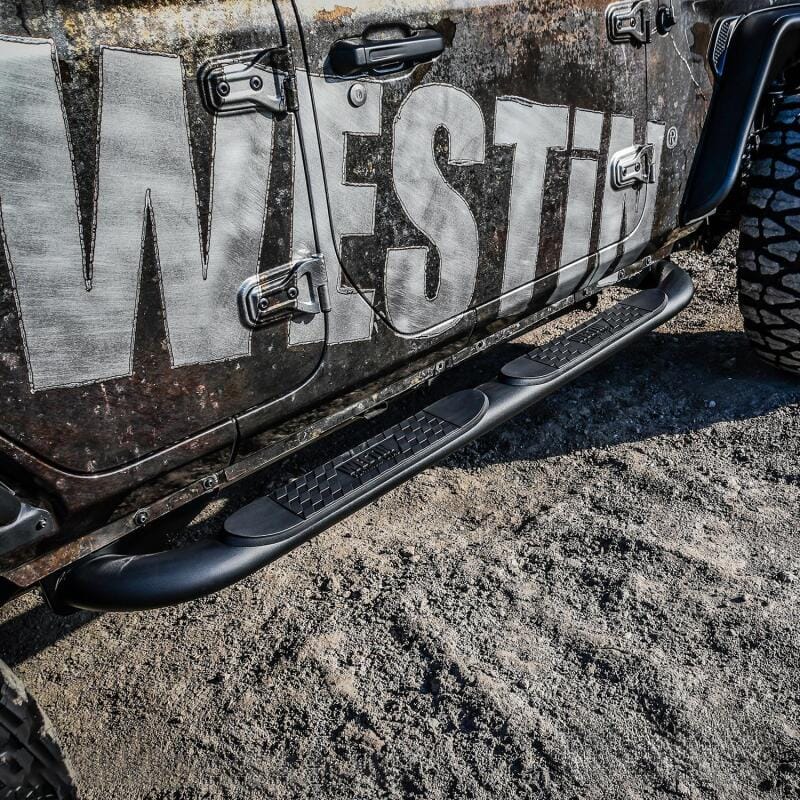 Westin 18-22 Jeep Wrangler JLU 4dr Platinum 4 Oval Nerf Step Bars - Tex. Blk thumbnail 3