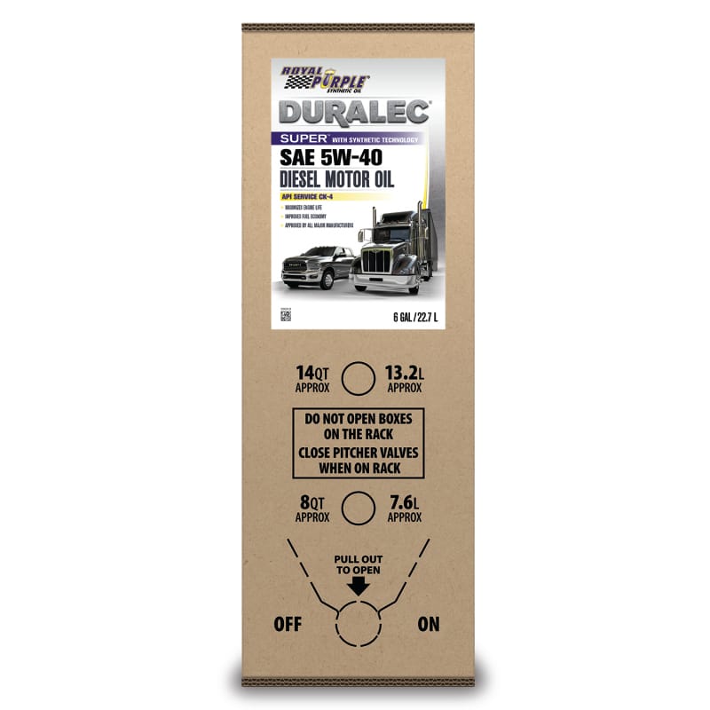 Royal Purple Duralec Super Diesel 5W40 CK-4 Motor Oil - 6 Gallon Bag-In-Box thumbnail 2