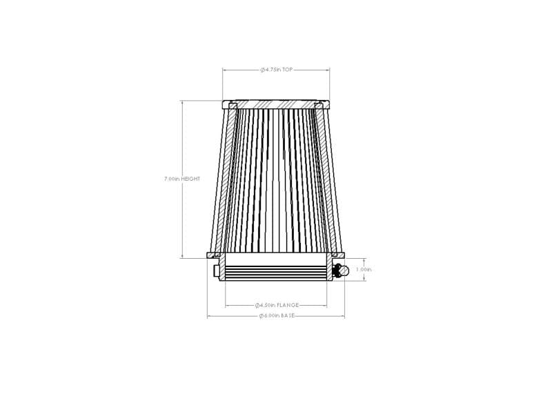 aFe POWER Universal Clamp-On Air Filter w/ D2 Dura-Dry Media - 4.5in F x 6in B x 4.75in T x 7in H thumbnail 4