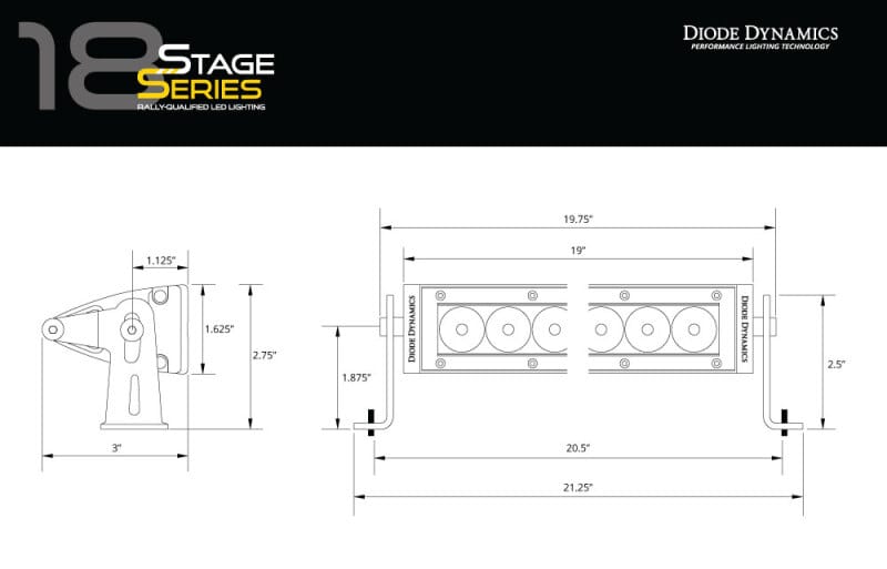 Diode Dynamics 18 In LED Light Bar Single Row Straight Clear Combo Each Stage Series thumbnail 8