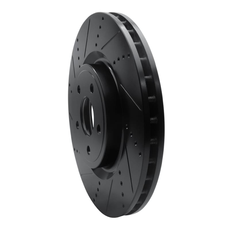 R1 2012-2025 Dodge Durango Front Left Drilled & Slotted Black Brake Rotor thumbnail 2