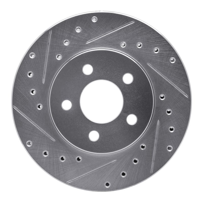 R1 84-95 Chrysler LeBaron GTC & GTS Front Left Drilled & Slotted Silver Brake Rotor