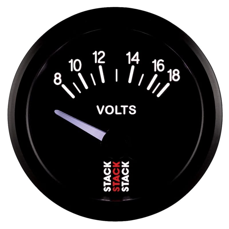 Autometer Stack Instruments 52mm 8-18V Electric Battery Voltage Gauge - Black thumbnail 4