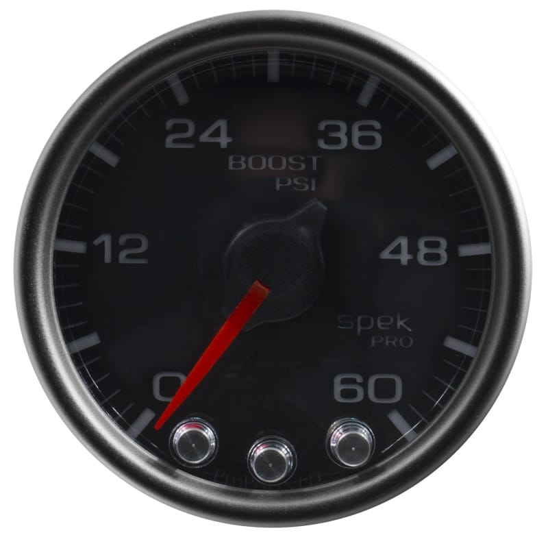 Autometer Spek-Pro Gauge Boost 2 1/16in 60psi Stepper Motor W/Peak & Warn Blk/Black thumbnail 2