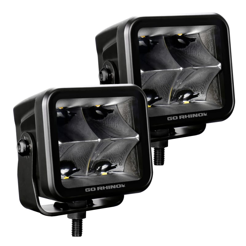 Go Rhino Xplor Blackout Series Cube LED Spot Light Kit (Surface/Threaded Stud Mnt) 3x3 - Blk (Pair) thumbnail 2