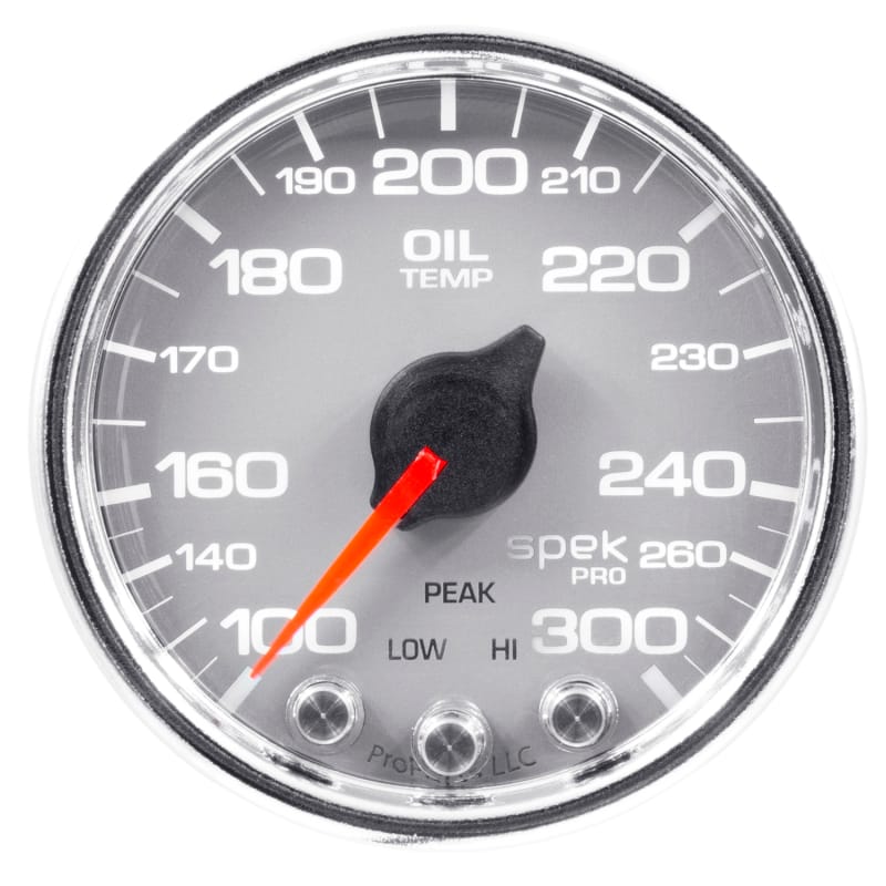 Autometer Spek-Pro Gauge Oil Temp 2 1/16in 300f Stepper Motor W/Peak & Warn Slvr/Chrm - P32221 thumbnail 3