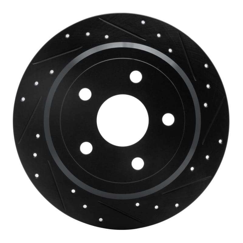 R1 2007-2018 Jeep Wrangler Rear Right Drilled & Slotted Black Brake Rotor