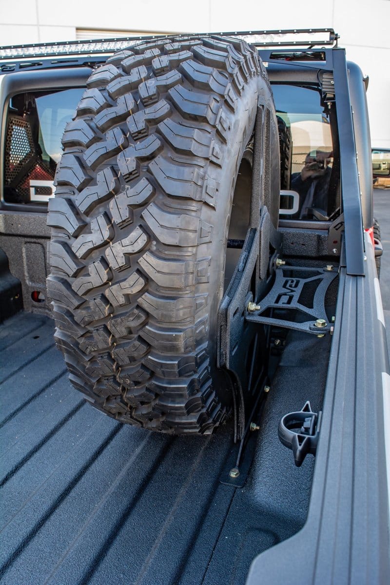 DV8 Offroad 2019+ Jeep Gladiator Universal Stand Up In-Bed Tire Carrier thumbnail 5