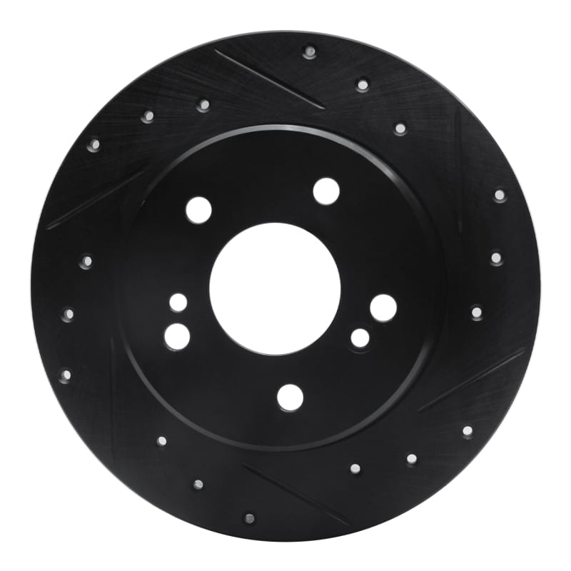 R1 87-15 Chrysler Crossfire Rear Right Drilled & Slotted Black Brake Rotor