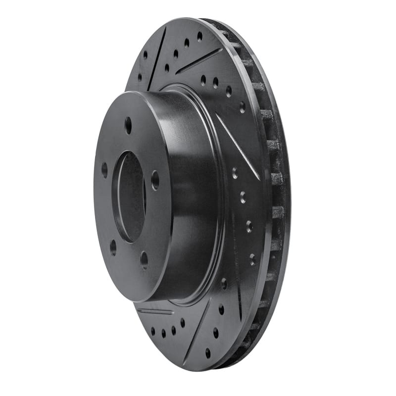 R1 87-90 Dodge Dakota 4WD Front Left Drilled & Slotted Black Brake Rotor thumbnail 2