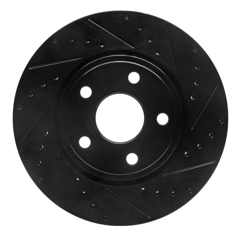 R1 11-22 Dodge Durango Front Right Drilled & Slotted Black Brake Rotor