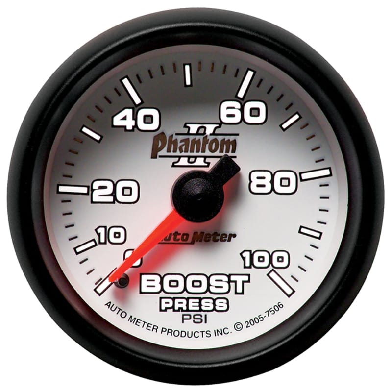 Autometer Phantom II 52.4mm Mechanical 0-100psi Boost Gauge thumbnail 2