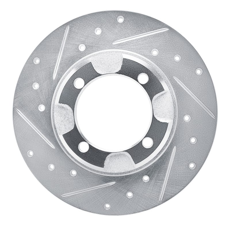 R1 85-91 Dodge COLT Front Left Drilled & Slotted Silver Brake Rotor - 631-72002L