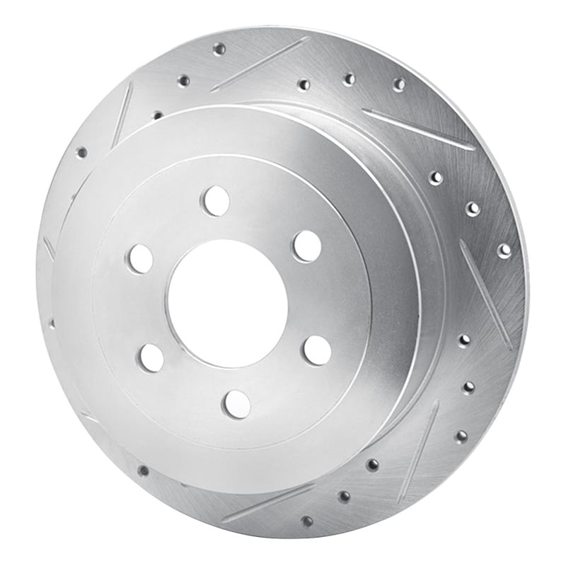 R1 03-04 Dodge DAKOTA RWD Rear Left Drilled & Slotted Silver Brake Rotor