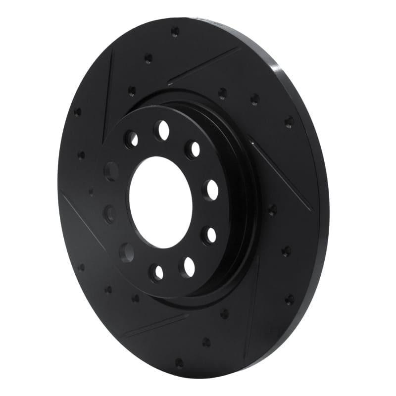 R1 2014-2022 Chrysler 200 Rear Left Drilled & Slotted Black Brake Rotor thumbnail 2