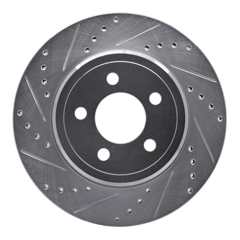 R1 05-23 Chrysler 300 Rear Left Drilled & Slotted Silver Brake Rotor - 631-39018L