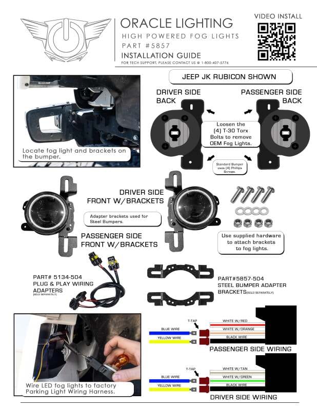 Oracle LED Fog Light Adapter Brackets for Steel Bumper Wrangler thumbnail 3