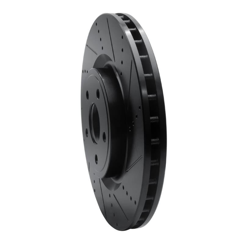 R1 2012-2025 Dodge Durango Front Right Drilled & Slotted Black Brake Rotor thumbnail 2