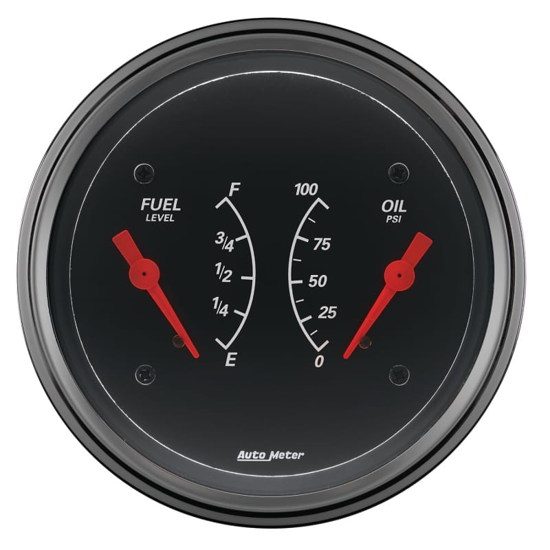 AutoMeter Gauge Dual Fuel & Oilp 3-3/8in. 0 Ohm(e) to 90 Ohm(f)& 100PSI Elec Designer Black thumbnail 2