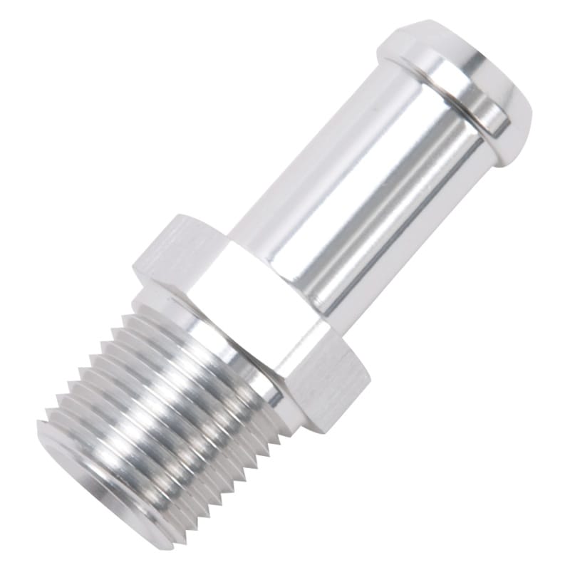 Edelbrock Hose End Straight 3/8In NPT to 1/2In Barb Clear Anodize thumbnail 2