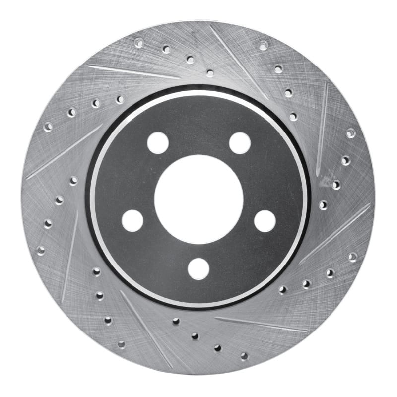 R1 07-12 Dodge Nitro Front Right Drilled & Slotted Silver Brake Rotor