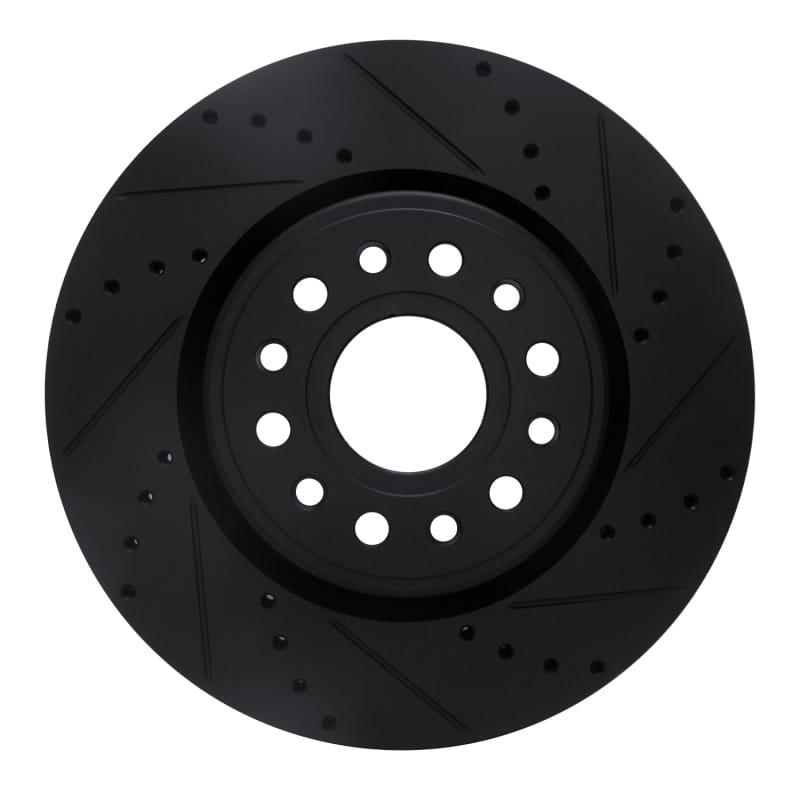 R1 19-25 Ram 1500 Front Right Drilled & Slotted Black Brake Rotor