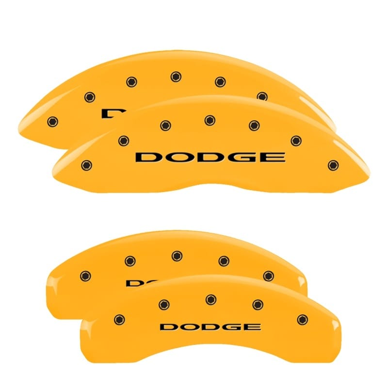 MGP 4 Caliper Covers Engraved Front & Rear Dodge Yellow Finish Black Char 2006 Dodge Durango
