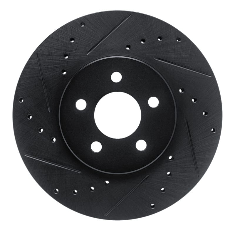R1 89-95 Chrysler LeBaron Front Left Drilled & Slotted Black Brake Rotor
