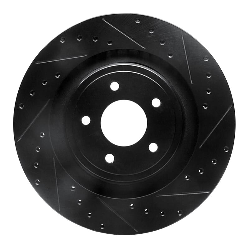 R1 08-14 Chrysler 200 Front Right Drilled & Slotted Black Brake Rotor