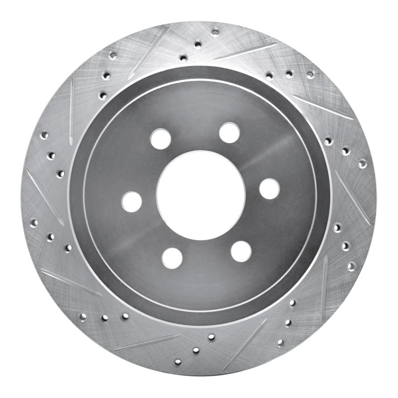 R1 03-03 Dodge Durango Rear Left Drilled & Slotted Silver Brake Rotor
