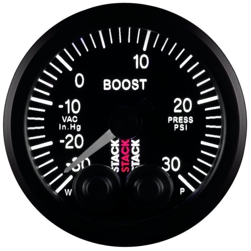 Autometer Stack Instruments 52mm -30INHG To +30PSI Pro Control Boost Pressure Gauge - Black