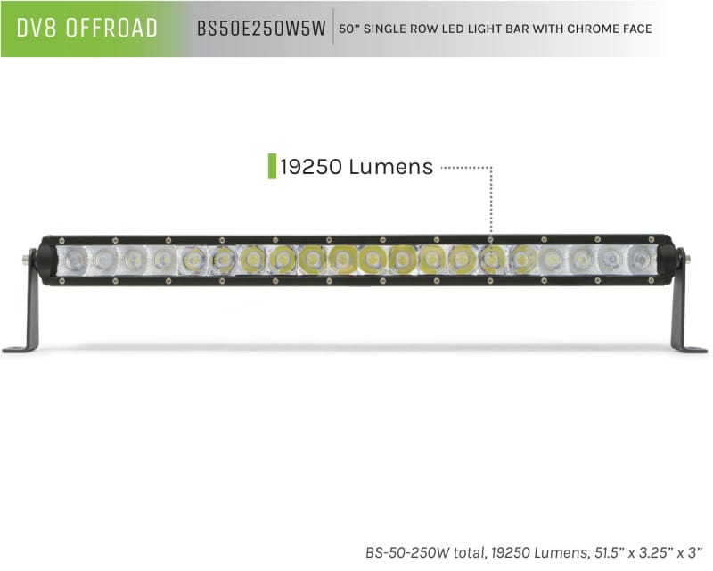 DV8 Offroad 50in Light Bar Slim 250W Spot 5W CREE LED - Black thumbnail 2