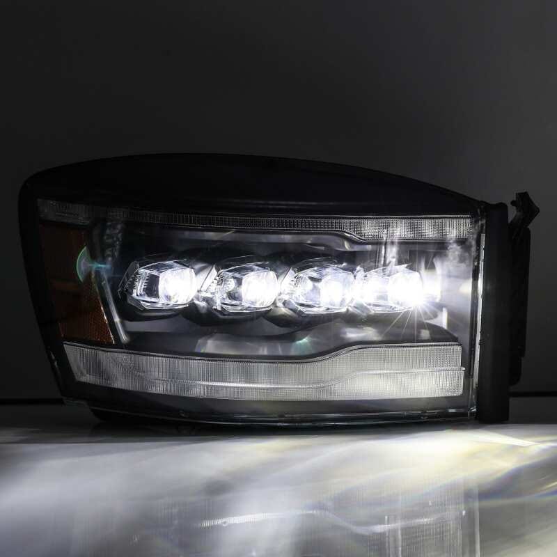 AlphaRex 06-08 Dodge Ram 1500HD NOVA LED ProjHeadlights Plank Style Blk w/Seq Signal/DRL/Amber LED thumbnail 3