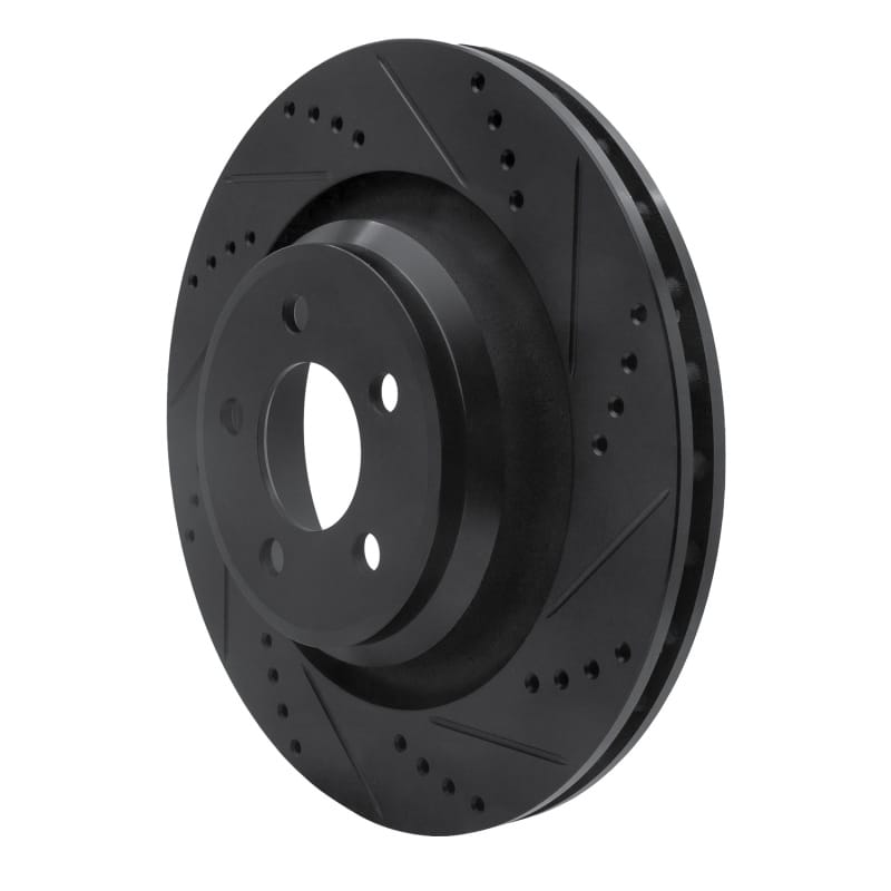 R1 05-23 Chrysler 300 Rear Right Drilled & Slotted Black Brake Rotor - 633-39020R