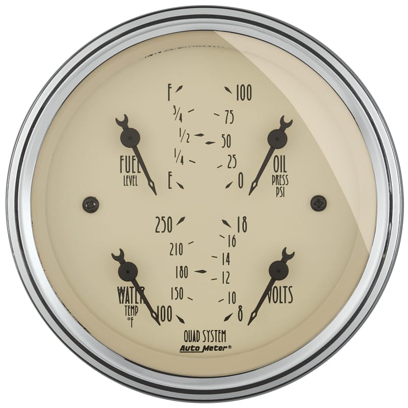 AutoMeter Gauge Kit 2 Pc. Quad & Speedometer 3-3/8in. Antique Beige thumbnail 2