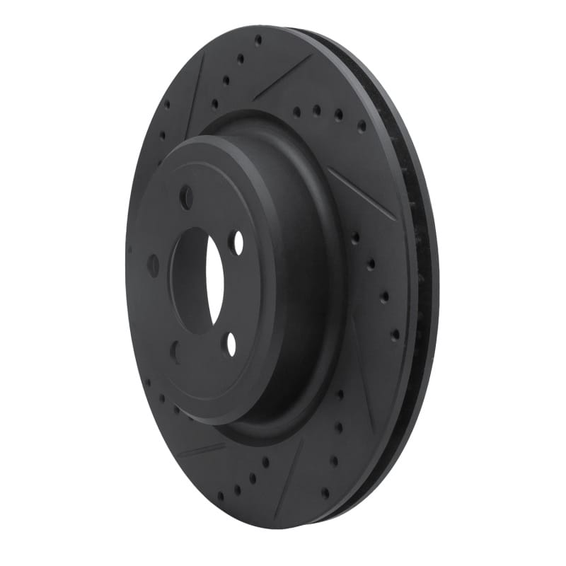 R1 06-23 Dodge Charger Rear Left Drilled & Slotted Black Brake Rotor thumbnail 2