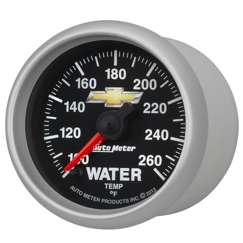 AutoMeter Gauge Water Temp 2-1/16in. 100-260 Deg. F Digital Stepper Motor Chevy Gold Bowtie thumbnail 2
