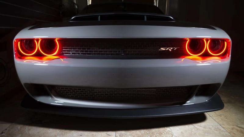 Oracle 15-23 Dodge Challenger Pre-Installed LED Halo Headlight Bezel - Red thumbnail 2