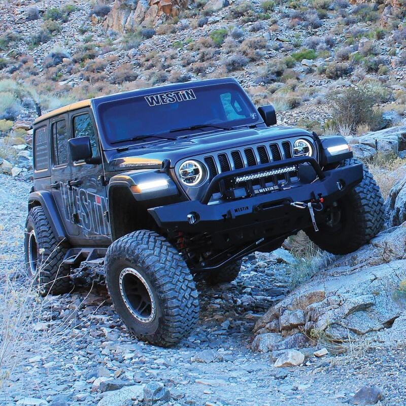 Westin 18-19 Jeep Wrangler JL WJ2 Full Width Front Bumper w/Bull Bar Textured Black thumbnail 3