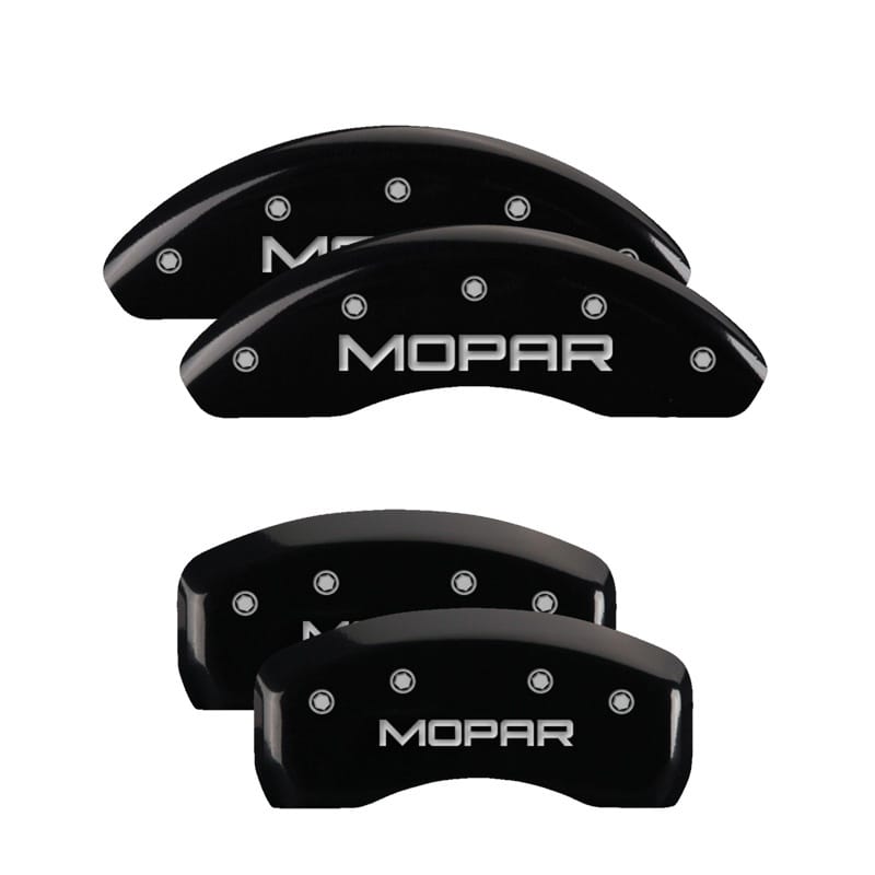 MGP 4 Caliper Covers Engraved Front & Rear MOPAR Black finish silver ch - 32015SMOPBK