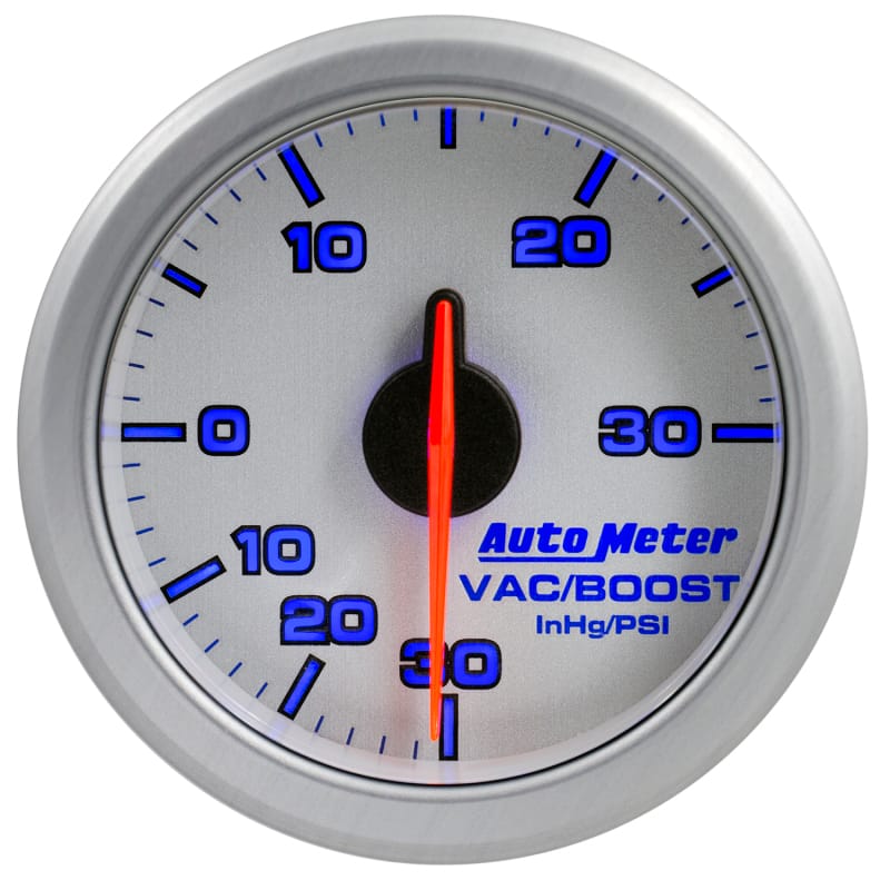 Autometer Airdrive 2-1/6in Boost/Vac Gauge 30in HG/30 PSI - Silver thumbnail 2