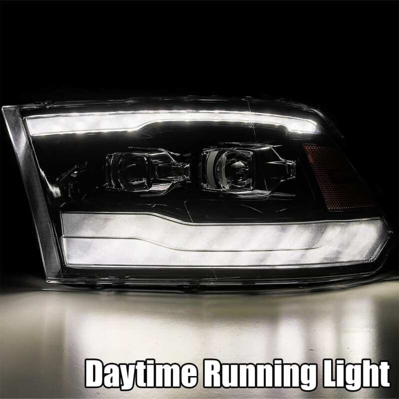 AlphaRex 09-18 Dodge Ram 1500HD PRO-Series Proj Headlights Plank Style Black w/Seq Signal/Smoked DRL thumbnail 3